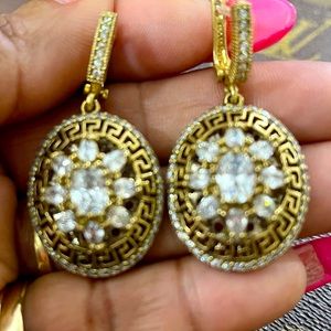 Turkish Sterling Silver & Bronze Crystal Earrings
